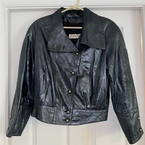 Lillie Rubin Leather Bomber Jacket